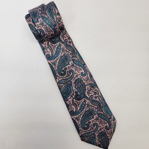 Luca Franzini Pink/Blue/Teal Paisley 100% Silk Luxury Italy Tie 57x3.5x1.5